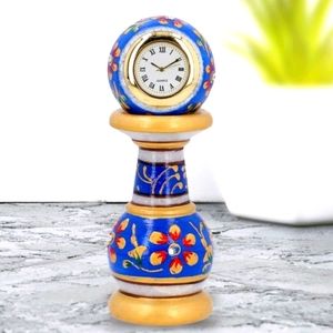 Handcrafted Painted Marble Table  Clock & Pillar